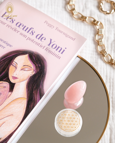 Coffret Spécial - L'oeuf de la guérison de vos blessures d'amour + Rond de rechargement énergétique + Livre- Quartz rose moyen troué + Rond quartz cristal + Livre