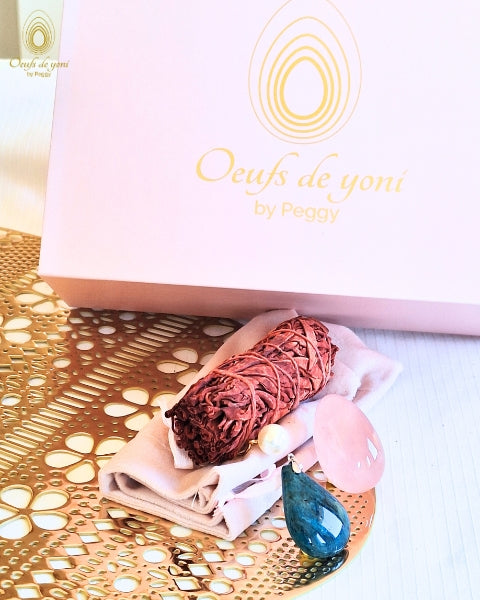 *Grand Coffret "Rencontrer l'amour" - L'oeuf de la guérison de vos blessures d'amour, pendentif Prestige et encens- Quartz rose moyen non troué